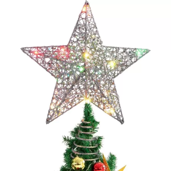 STOBOK Christmas Tree TopperChristmas Decorations Colorful Lighted Xmas Tree Star for Christmas Tree Ornament Party Decoration12 InchSilver