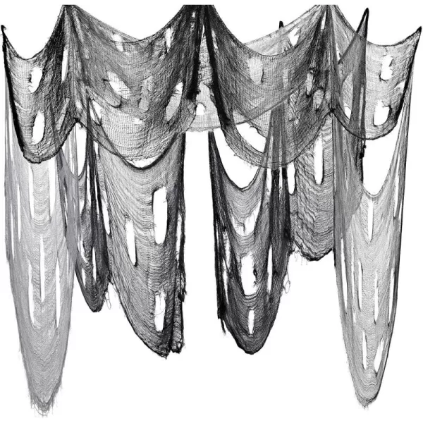 TOYMYTOY 2PCS Halloween Creepy Cloth Party DecorDrape Doorways Entryways Windows Cover Gauze 66ft x 177quotBlack and Grey