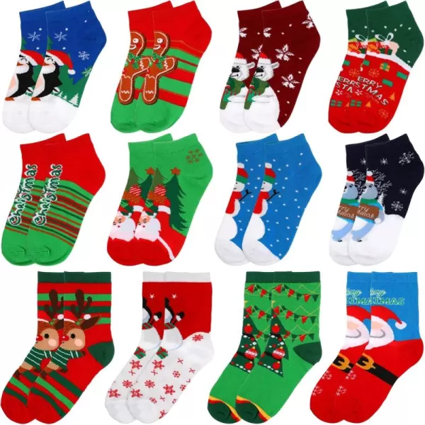 Toyvian 12 Pairs Women Christmas Socks Christmas Winter Warm Cozy Socks Adult Christmas Holiday Socks Cotton Christmas Cartoon Socks Xmas Warm Winter Socks Christmas Advent Stocking In Box