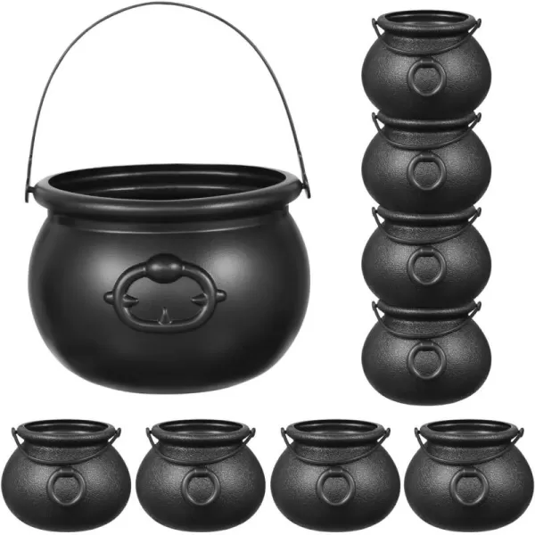 Toyvian 9 Pack Black CauldronHalloween Candy Holder Bucket Kettle Mini Cauldrons Trick Or Treat Bucket Party Favors Novelty Candy Holder Pot with Handle for HalloweenSt Patricks Day Party Favors