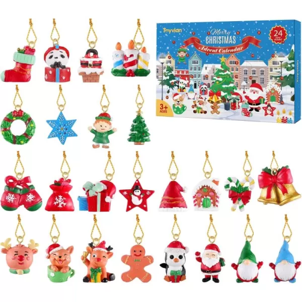 Toyvian Advent Calendar 2021 Christmas Countdown Calendar Hanging Ornaments 24 Days Surprises with Animals Relief Toys Xmas Christmas Decorations for Wall Christmas Tree