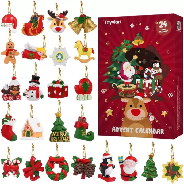 Toyvian Advent Calendar 202324Pcs Hanging Ornaments Christmas Animals Relief ToysXmas Christmas Decorations for Wall Christmas Tree