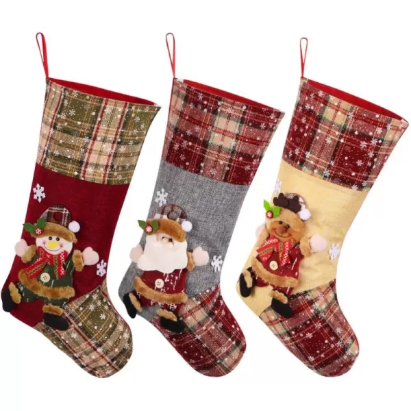 Toyvian Christmas StockingBig Xmas Stockings Decoration187quot Santa Snowman Reindeer Stocking Christmas Decorations and Party Accessory Set of 3Style2