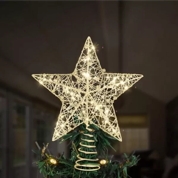 Toyvian Christmas Tree Topper StarChristmas Decorations Lighted Wire Xmas Tree Star for Christmas Tree Ornament 12 InchGolden