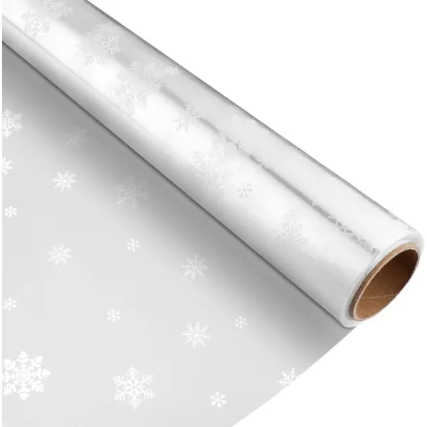 Toyvian Clear Cellophane Wrap Roll Width 169 Inches Length 984 Feet 25 Mil Thicken Christmas Snowflake Cellophane Roll Crystal Wrappings for Hampers Baskets Flower Florist Wrap