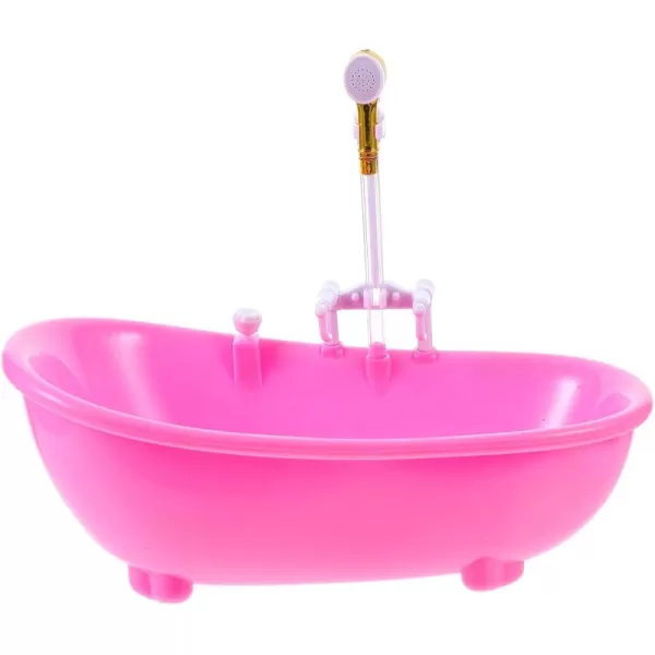 Toyvian Toy Bathtub for Dolls Baby Doll Real Working Bath Set Electric Bathtub with Shower and Faucet Pretend Play Toy Play Water Accessories Fits Most Dolls Up to 12