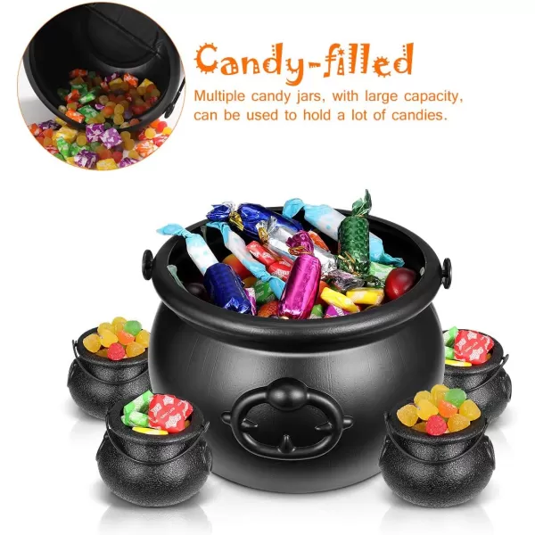 12pcs Halloween Black Cauldrons11 Mini Cauldrons ampamp 1 Large 8 ozCandy Bucket Kettle Multipurposed Novelty Candy Holder Pot with Handle for Halloween Party