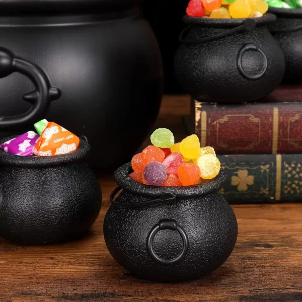 12pcs Halloween Black Cauldrons11 Mini Cauldrons ampamp 1 Large 8 ozCandy Bucket Kettle Multipurposed Novelty Candy Holder Pot with Handle for Halloween Party