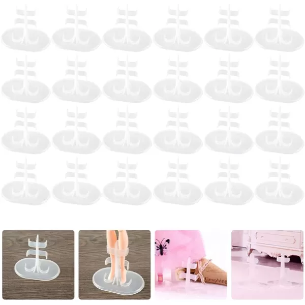 30PCS Doll Stands Display Holder Clear Doll Brackets Plastic Doll Support Stand Transparent Rack Doll Leg Clip Stand Mini Toy Puppet Support Frame Action Figures Rack Doll Brackets