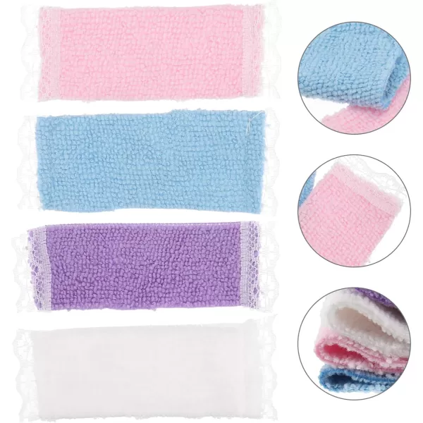 4Pcs Dollhouse Miniature Bath Towel Bathroom Accessories 1 12 Dollhouse Bathroom Furniture Dolls House Play House Accessory for Kids Random Color