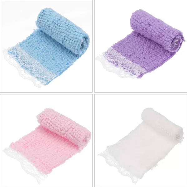 4Pcs Dollhouse Miniature Bath Towel Bathroom Accessories 1 12 Dollhouse Bathroom Furniture Dolls House Play House Accessory for Kids Random Color