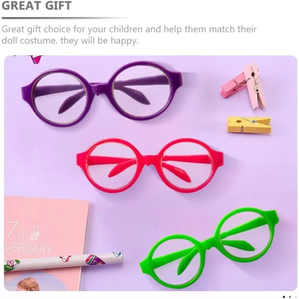 Girl Toys 3 Pairs Doll Glasses Doll Eyeglasses Miniature Plastic Glasses Round Glasses Frame Mini Glasses for 18 Inches Dolls Toy