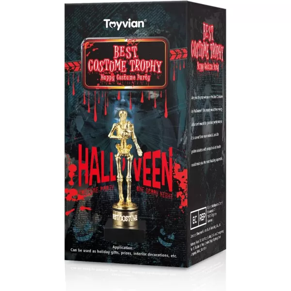 Halloween Best Costume Skeleton Trophy for Halloween Skull Party Favor Prizes Gold Bones Game Awards Costume Contest Event Trophy Treats for Kids Goodie Bag Fillers