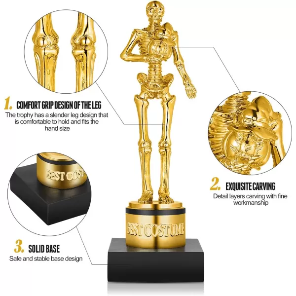 Halloween Best Costume Skeleton Trophy for Halloween Skull Party Favor Prizes Gold Bones Game Awards Costume Contest Event Trophy Treats for Kids Goodie Bag Fillers