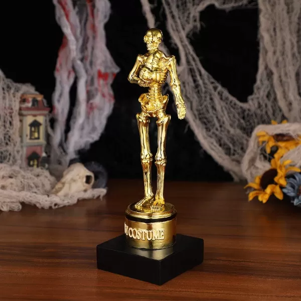 Halloween Best Costume Skeleton Trophy for Halloween Skull Party Favor Prizes Gold Bones Game Awards Costume Contest Event Trophy Treats for Kids Goodie Bag Fillers