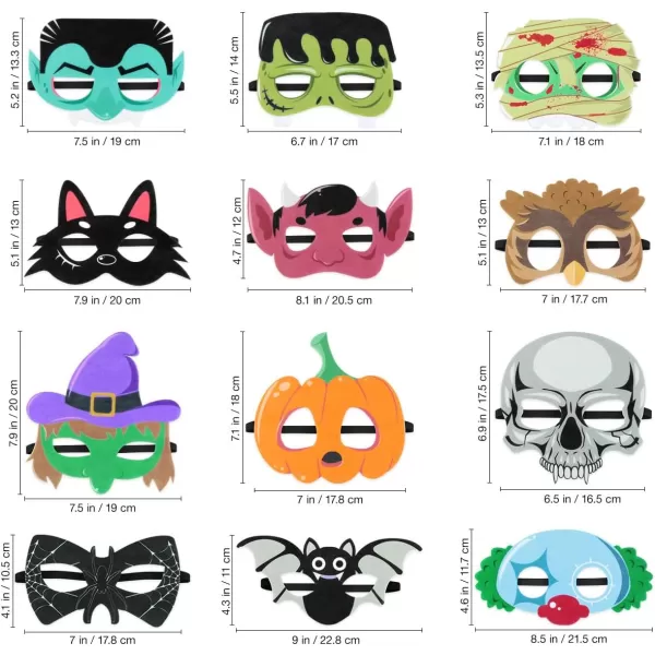 Halloween Superhero Foam Mask Cartoon Witch Monster Bat Spider Felt Masks for Kids Halloween Party Favors 12 Pieces