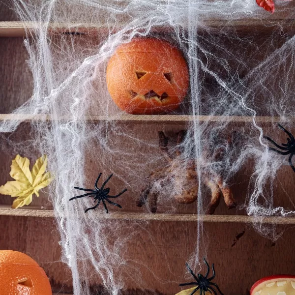 TOYMYTOY Halloween Spider Webs 1000 sqft Halloween Cobwebs Haunted House Web Spider Webbing Decoration Indoor ampamp Outdoor Night Light Decoration 1000 sqft Webs1000 sqft Webs