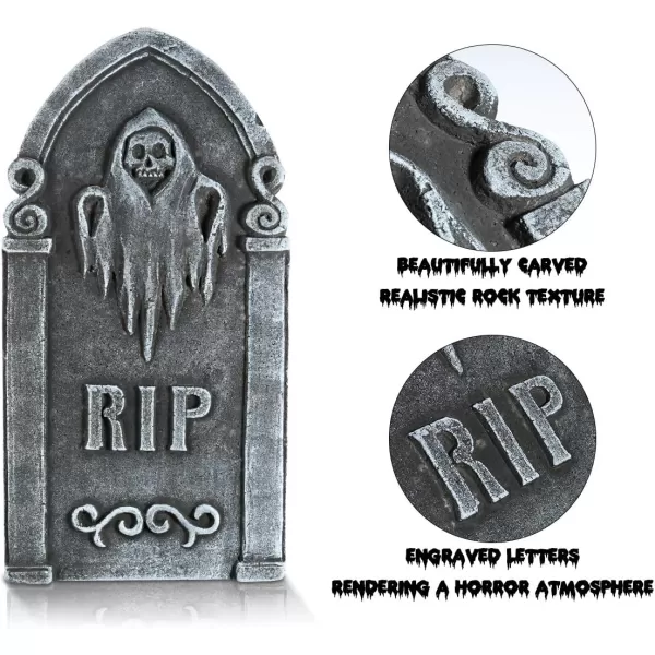 TOYMYTOY Toyvian Halloween Foam Graveyard Decorations Outside Tombstones Halloween Yard Signs Decor 4 Pack RIP Gravestone Graveyard Haunted House Decorations for Halloween Yard Decorations