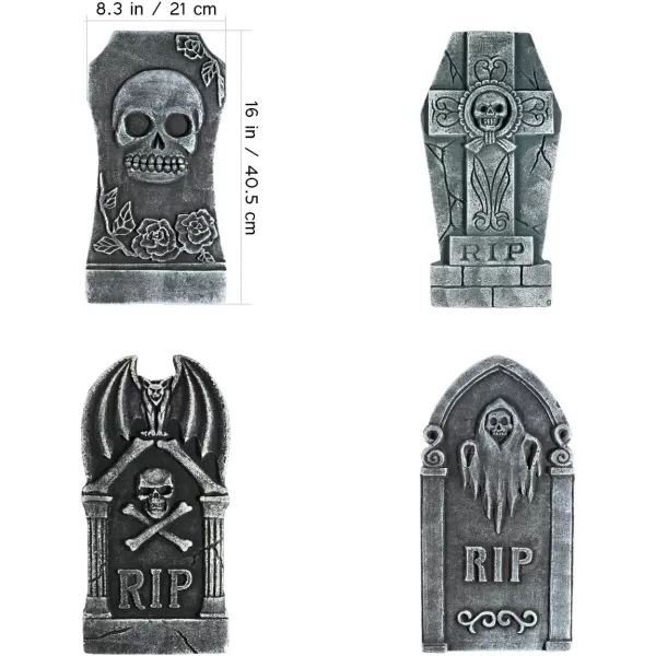 TOYMYTOY Toyvian Halloween Foam Graveyard Decorations Outside Tombstones Halloween Yard Signs Decor 4 Pack RIP Gravestone Graveyard Haunted House Decorations for Halloween Yard Decorations