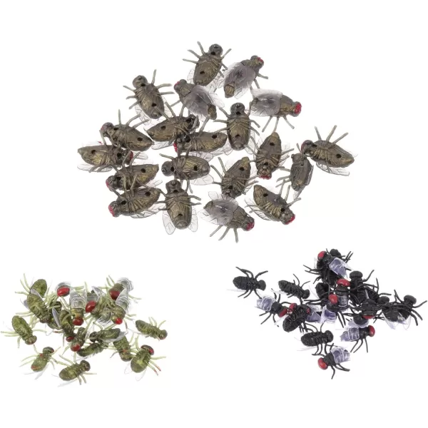 Toyvian 120 pcs Plastic Fake Bugs Fly Toys Halloween Artificial Bugs Fake Black Ants Halloween Decor