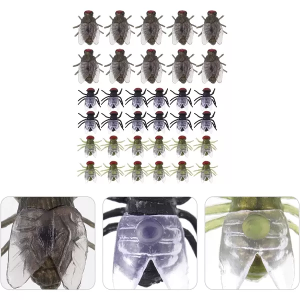 Toyvian 120 pcs Plastic Fake Bugs Fly Toys Halloween Artificial Bugs Fake Black Ants Halloween Decor