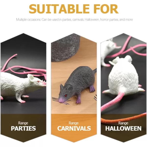 Toyvian 3pcs Fake Rat Toy Model Fake Mice Rat Prop Realistic Rat Ornament Prank Props Halloween Rat Decor