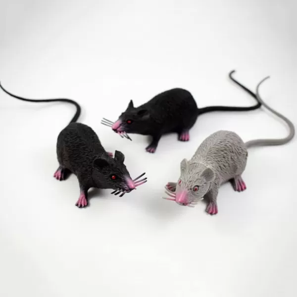 Toyvian 3pcs Fake Rat Toy Model Fake Mice Rat Prop Realistic Rat Ornament Prank Props Halloween Rat Decor