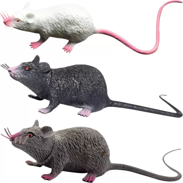 Toyvian 3pcs Fake Rat Toy Model Fake Mice Rat Prop Realistic Rat Ornament Prank Props Halloween Rat Decor