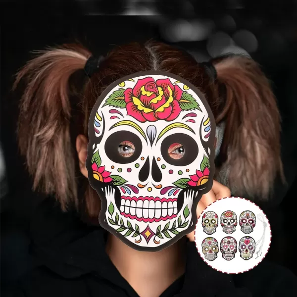 Toyvian 6PCS Paper Mask Halloween Paper Skull Mask Paper Party Mask Day of The Dead Mask Day of The Dead Decorations Festival Paper Mask Day of The Dead Decor