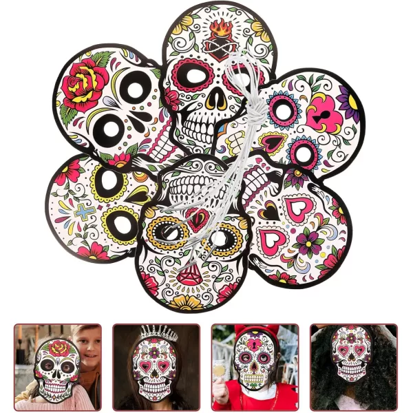 Toyvian 6PCS Paper Mask Halloween Paper Skull Mask Paper Party Mask Day of The Dead Mask Day of The Dead Decorations Festival Paper Mask Day of The Dead Decor