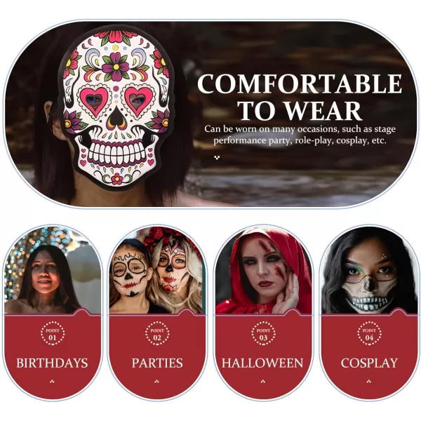 Toyvian 6PCS Paper Mask Halloween Paper Skull Mask Paper Party Mask Day of The Dead Mask Day of The Dead Decorations Festival Paper Mask Day of The Dead Decor