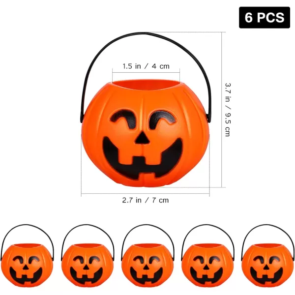 Toyvian 6pcs Halloween Pumpkin Bucket Mini Round Pumpkin Bucket Portable Children Trick or Treat Candy Holder Halloween Plastic Pumpkin Portable Pumpkin Bucket Small Halloween Pumpkin Candy Box