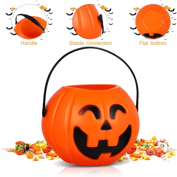 Toyvian 6pcs Halloween Pumpkin Bucket Mini Round Pumpkin Bucket Portable Children Trick or Treat Candy Holder Halloween Plastic Pumpkin Portable Pumpkin Bucket Small Halloween Pumpkin Candy Box