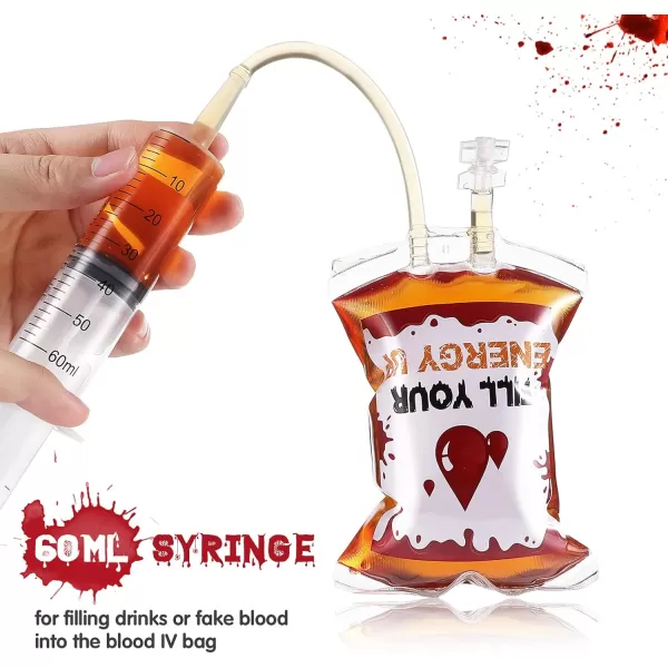 Toyvian Halloween Blood Bag for Drinks 12 Pack 250ML Reusable Cups Containers Halloween Party Decorations Reusable Drink Pouch for Halloween Party Costume Props