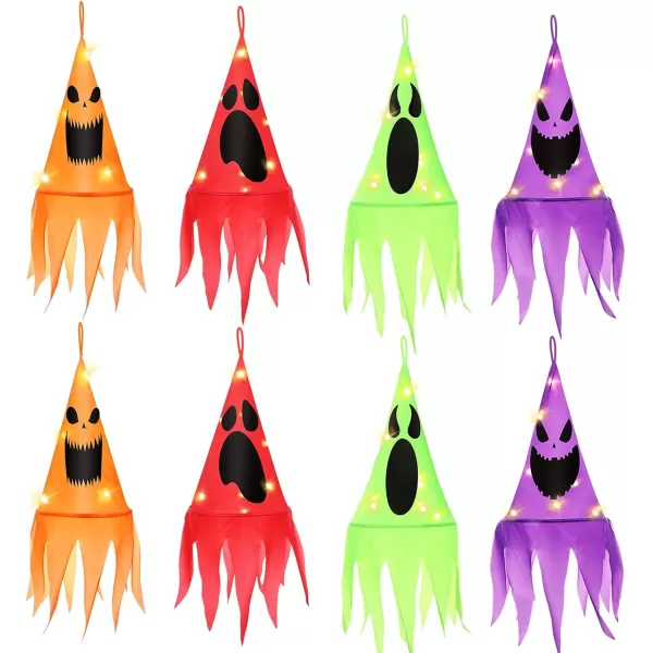 Toyvian Halloween Decorations Outdoor Hanging Lighted Witch Hat Scary Tree Decorations Outdoor  8Pack 2133FT LED Remote Control String Lights with 8 Lighting Modes for OutdoorGarden Trees Party