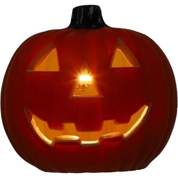 Toyvian Halloween Jack O Lantern Artificial Pumpkin Light LED Pumpkin Lantern Decorative Halloween Prop for Garden Patio Front Door Decor 8inch