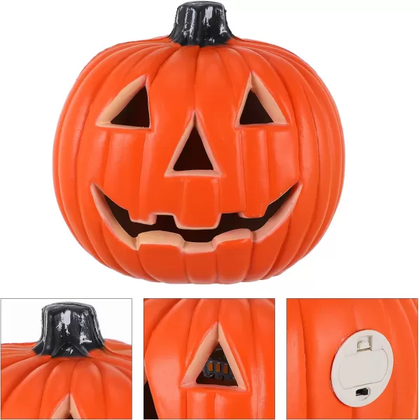 Toyvian Halloween Jack O Lantern Artificial Pumpkin Light LED Pumpkin Lantern Decorative Halloween Prop for Garden Patio Front Door Decor 8inch