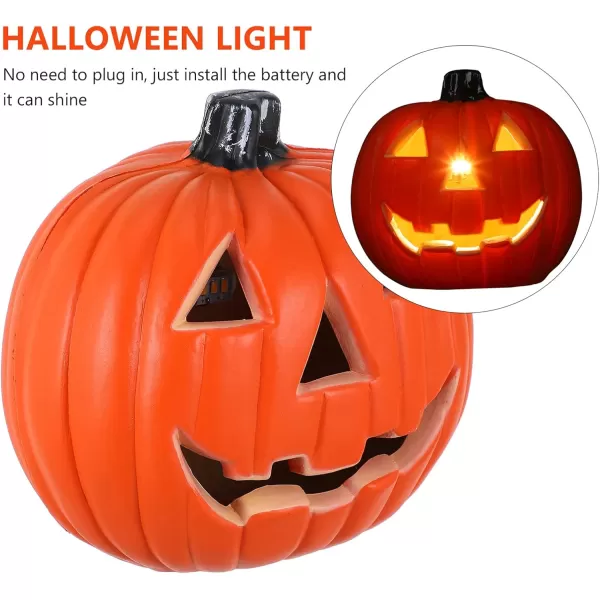 Toyvian Halloween Jack O Lantern Artificial Pumpkin Light LED Pumpkin Lantern Decorative Halloween Prop for Garden Patio Front Door Decor 8inch