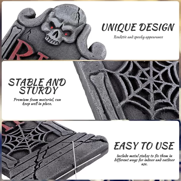Toyvian Halloween RIP Graveyard Tombstones  6Pack Halloween Foam Tombstones  Halloween Garden Tombstones Haunted House Decorations for Halloween Yard Outdoor