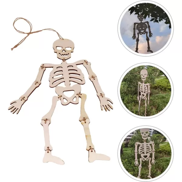 Toyvian Halloween Skeleton Door ser of 2 Skull Wooden Cutout Halloween Unfinished Wood Cutouts Halloween Wood Cutouts for Crafts Hanger Decorative Wooden