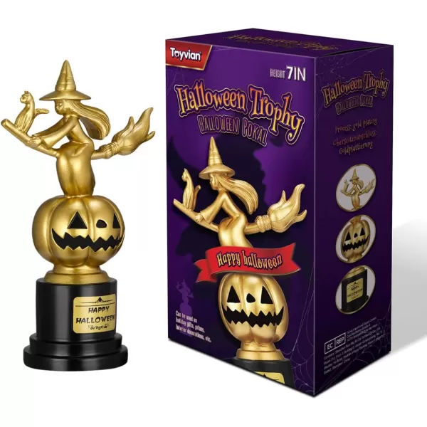 Toyvian Halloween Witch Pumpkin Trophies 68X 43Best Costume Award Halloween Cosplay Contest Winner Trophy for Party Celebrations Award Ceremony and Appreciation