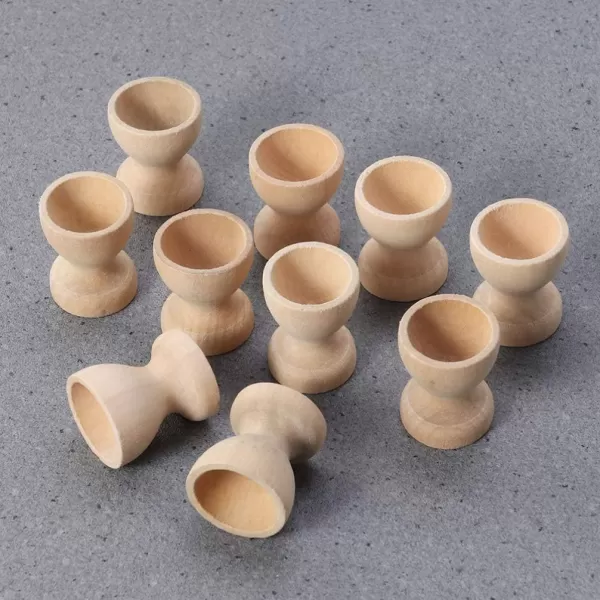 Toyvian Wooden Egg Cups 12PCS Egg Holders Tabletop Refrigerator Egg Tray for Easter Party Home Decor