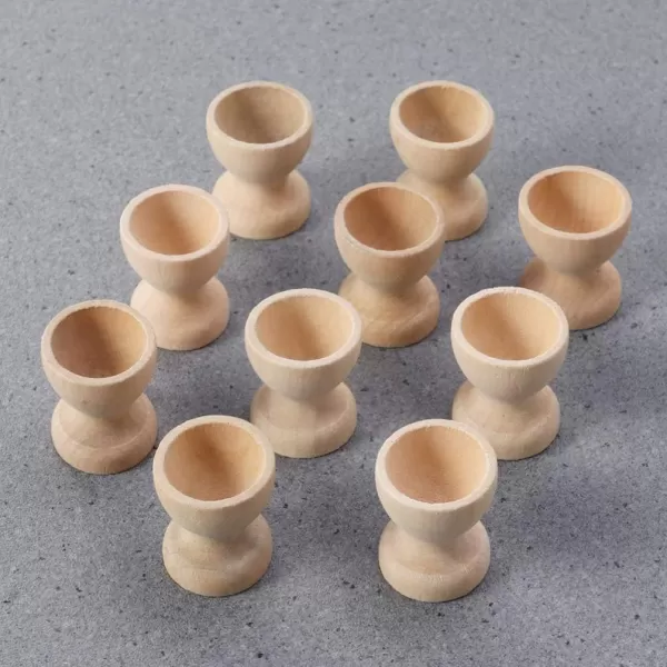 Toyvian Wooden Egg Cups 12PCS Egg Holders Tabletop Refrigerator Egg Tray for Easter Party Home Decor