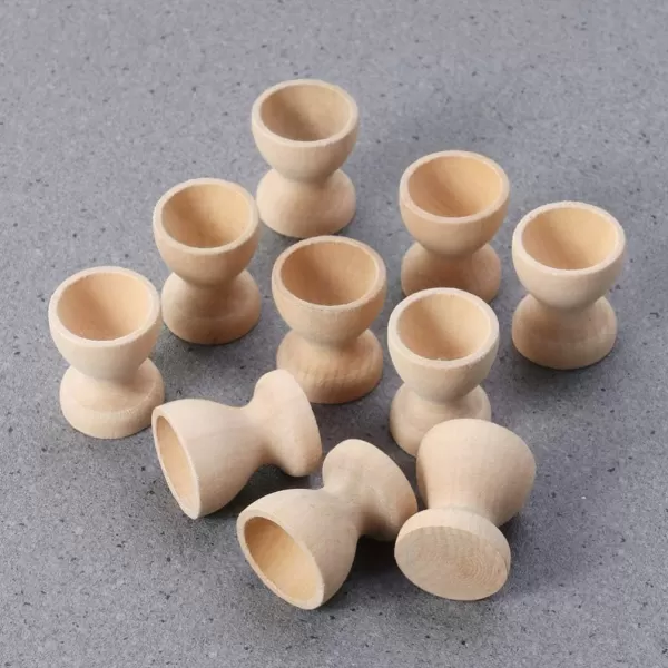 Toyvian Wooden Egg Cups 12PCS Egg Holders Tabletop Refrigerator Egg Tray for Easter Party Home Decor