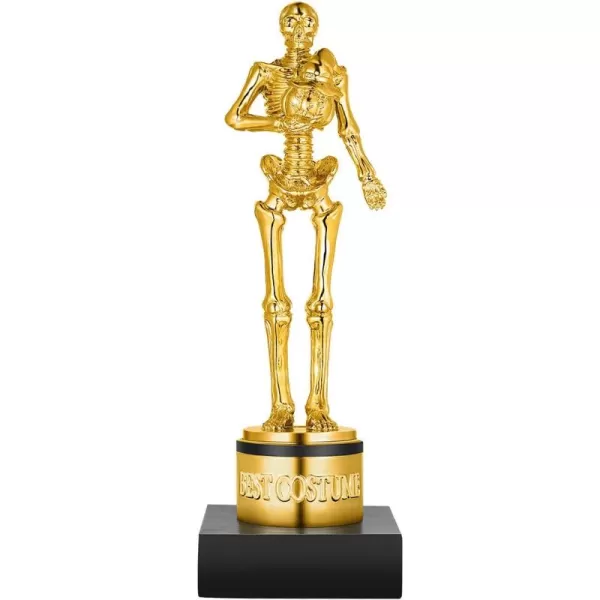 Halloween Best Costume Skeleton Trophy for Halloween Skull Party Favor Prizes Gold Bones Game Awards Costume Contest Event Trophy Treats for Kids Goodie Bag Fillers