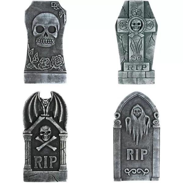 TOYMYTOY Toyvian Halloween Foam Graveyard Decorations Outside Tombstones Halloween Yard Signs Decor 4 Pack RIP Gravestone Graveyard Haunted House Decorations for Halloween Yard Decorations