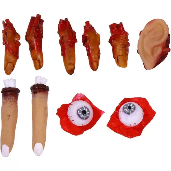 Toyvian 10 Pcs Halloween Fake Finger Scary Eyeballs Body Parts Human Organ Bloody Decor Halloween Fake Ear Realistic Body Parts Horror Props Cosplay for Halloween Decorations Haunted HouseAssorted Color 3