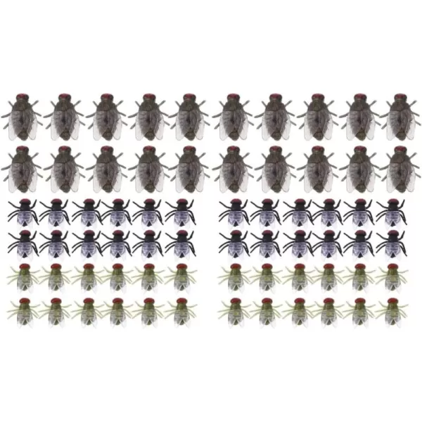 Toyvian 120 pcs Plastic Fake Bugs Fly Toys Halloween Artificial Bugs Fake Black Ants Halloween Decor