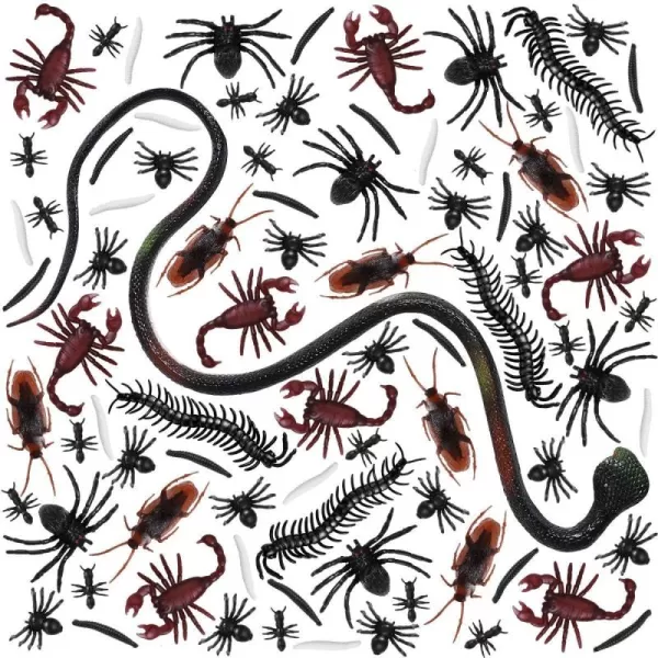 Toyvian 169 Pieces Halloween Plastic Realistic Fake Snake Spiders Worms Scorpions and Centipedes for Halloween Decorations and Party Favors10 Types