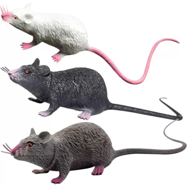 Toyvian 3pcs Fake Rat Toy Model Fake Mice Rat Prop Realistic Rat Ornament Prank Props Halloween Rat Decor